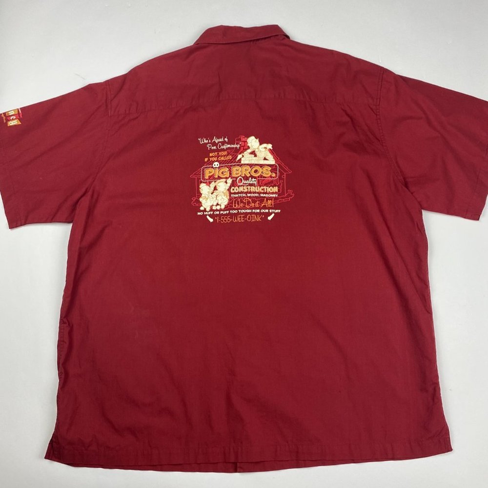 Walt Disney World Three Little Pigs Bros Construction Shirt Men's 2XL Button